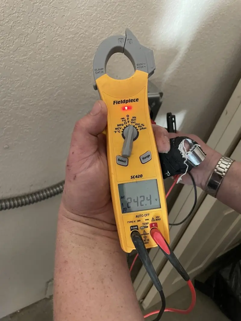 Voltage testing with clamp meter during Aluminum Wiring Replacement in Fallowfield